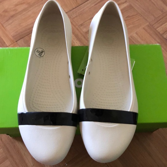 crocs white flats